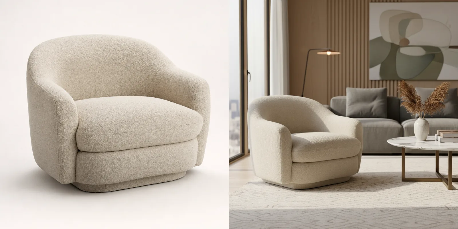 Photographie de produit Nano Banana recontextualisée dans un intérieur stylisé
