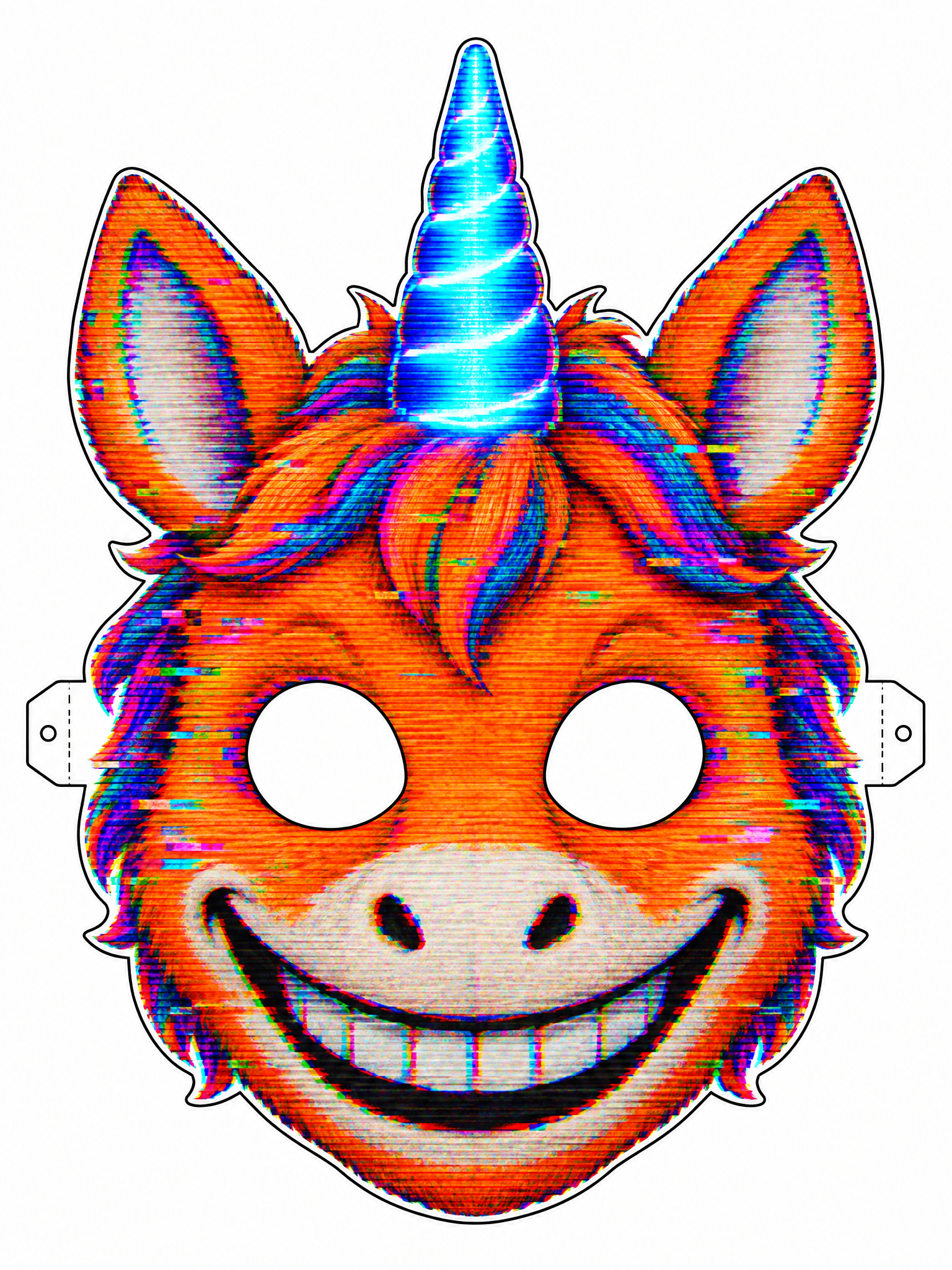Glitched TV mascot mask