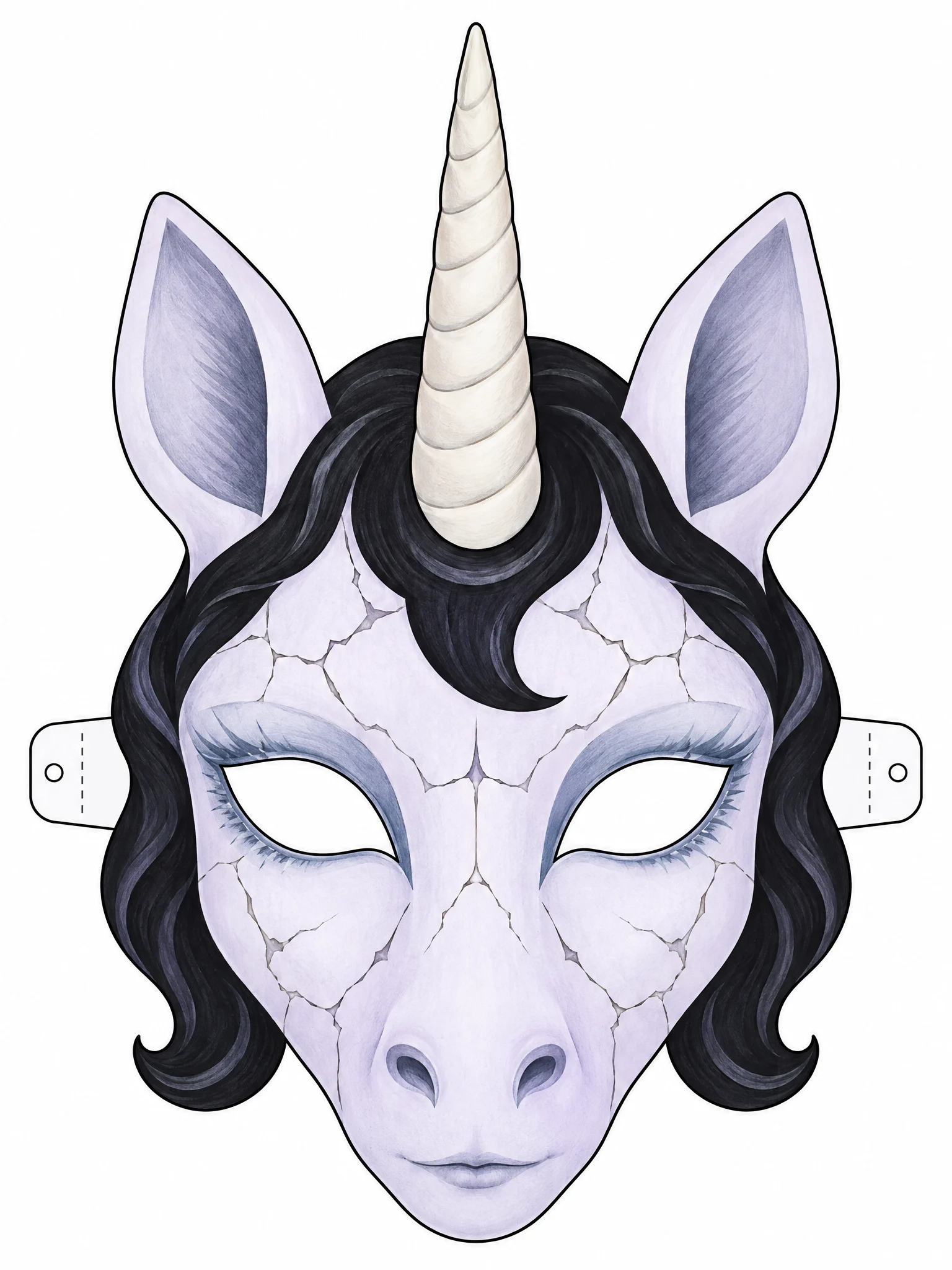 Uncanny porcelain unicorn mask